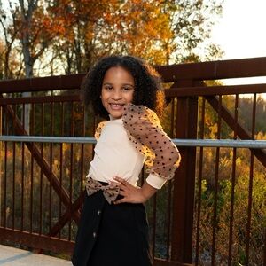 SHEIN Kids' Blouse with Sheer Polka Dot Sleeves